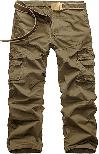 Men's Casual Cargo Trousers Work Autumn Slim-fit Work Pant with Pockets