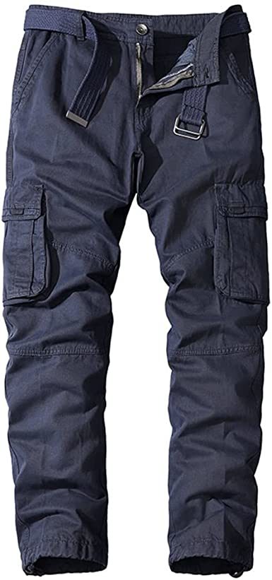 Men's Casual Pants Loose Straight Multi Pocket Outdoor Work Cotton Trousers