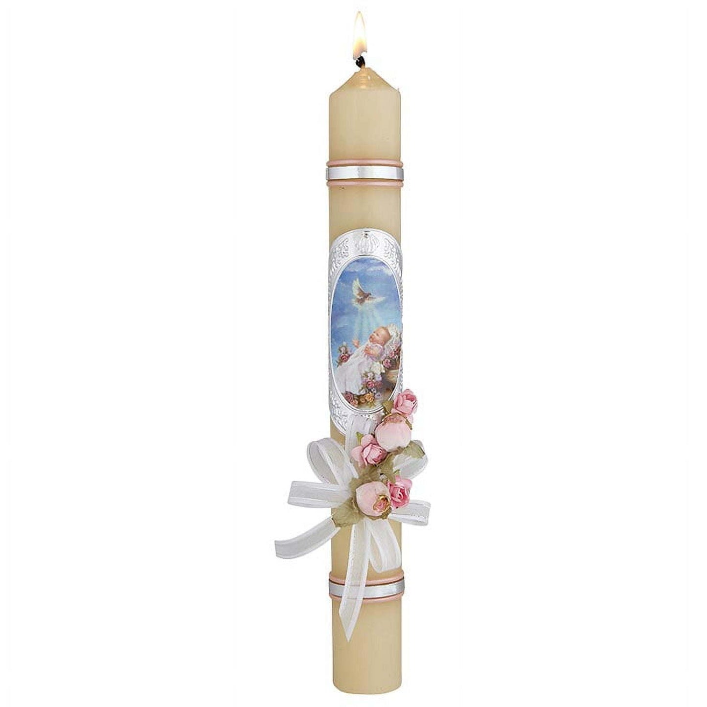 4pc Baptism Candle-Girl with Dove