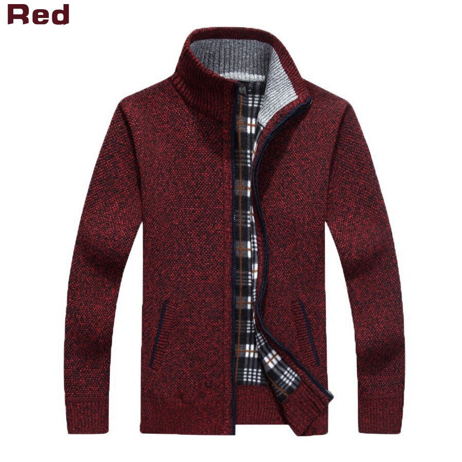 Winter Thick Men's Knitted Sweater Coat Off Long Sleeve Cardigan Fleece Male Causal Plus Size Clothing Men