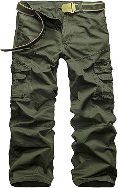 Men's Casual Cargo Trousers Work Autumn Slim-fit Work Pant with Pockets