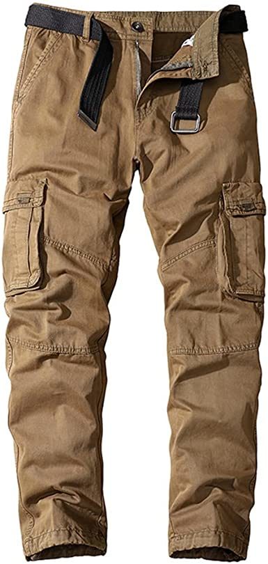 Men's Casual Pants Loose Straight Multi Pocket Outdoor Work Cotton Trousers