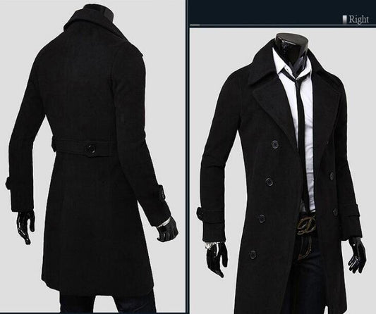 Wool Blend Trenchcoat Double Breasted Pea Coat