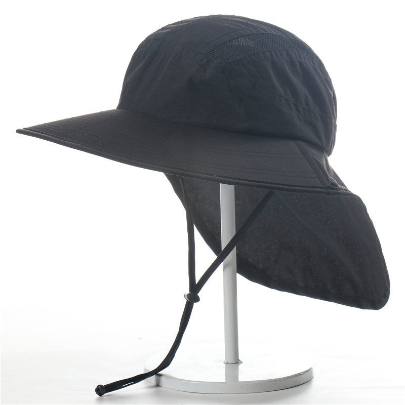 Wide Brim Sun Screen Hat With Neck Flap; Adjustable Waterproof Quick-drying Outdoor Hiking Fishing Cap For Men Women