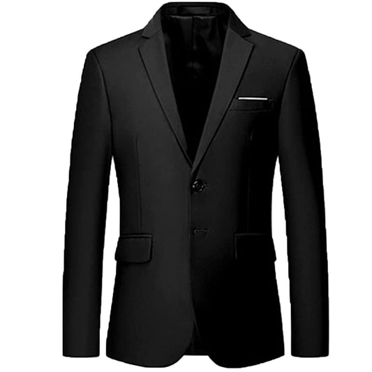 Men's Solid Color Casual Blazers Slim Fit Suit Collar Single Row Two Button Suit Jackets Groom Dress