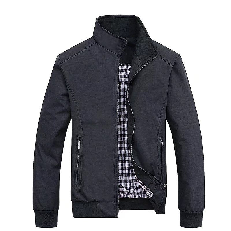 Men's Casual Solid Color Zipper Jacket