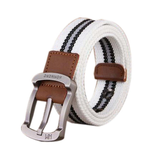 White Pattern Elastic Stretch Belt Womens Belts Mens Belts