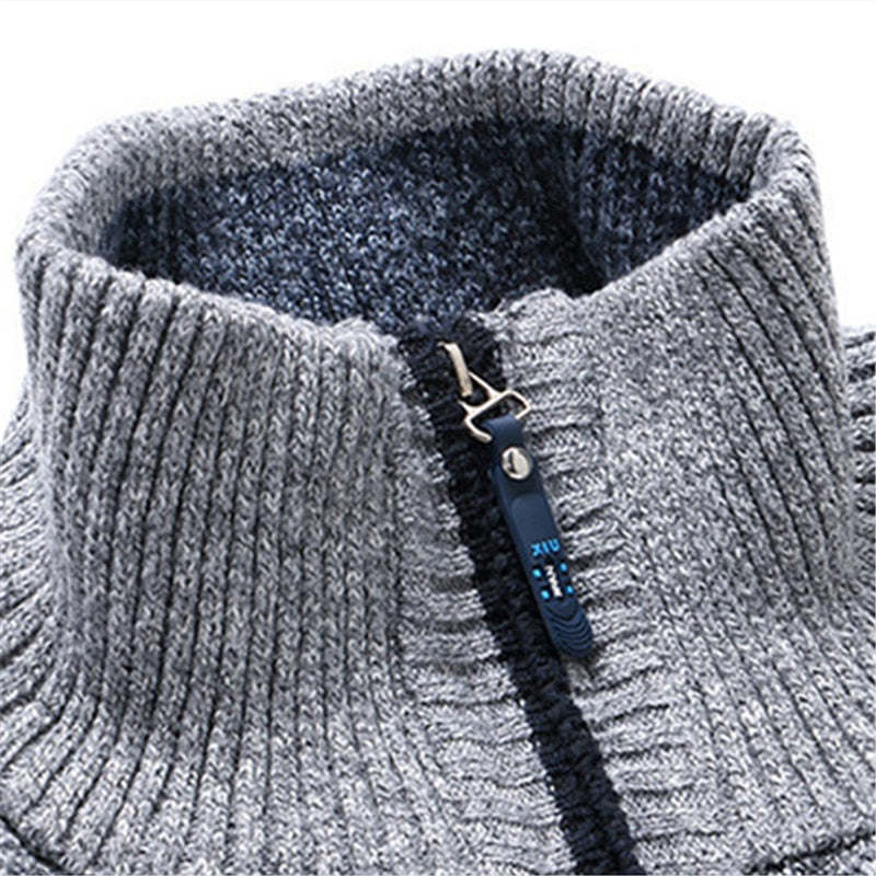 Winter Thick Men's Knitted Sweater Coat Off Long Sleeve Cardigan Fleece Male Causal Plus Size Clothing Men