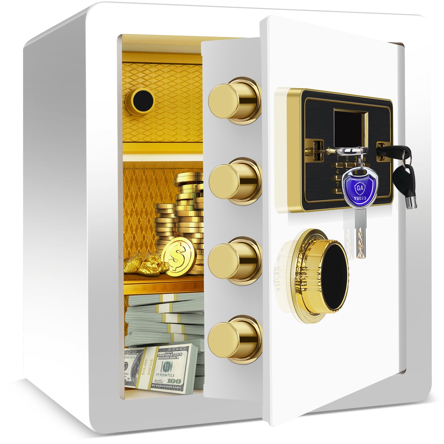 1.93 Cub Safe Box, 3 opening methods Safe for Document Cash Jewelry Pistol Medicine