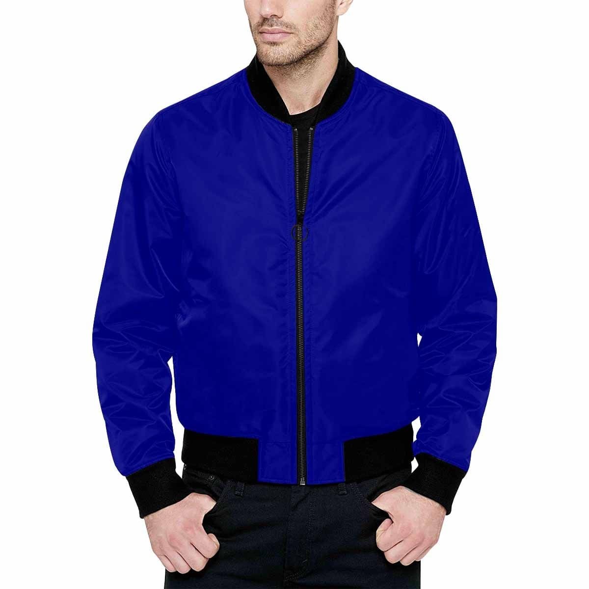 Mens Jacket, Dark Blue And Black Bomber Jacket