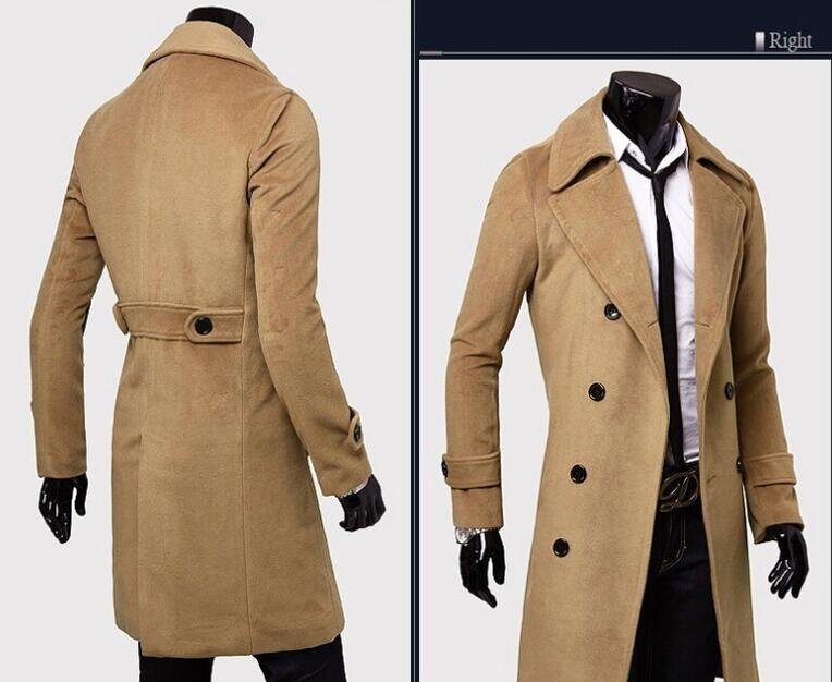 Wool Blend Trenchcoat Double Breasted Pea Coat