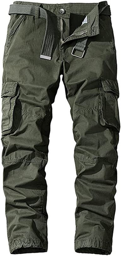 Men's Casual Pants Loose Straight Multi Pocket Outdoor Work Cotton Trousers