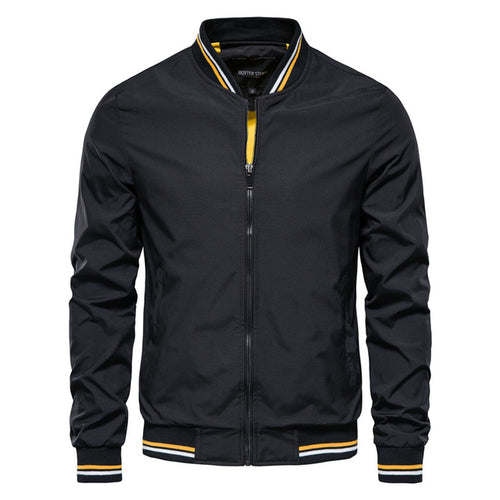 Aiopeson Solid Color Bomber Jacket Men Casual Slim Fit Baseball Mens