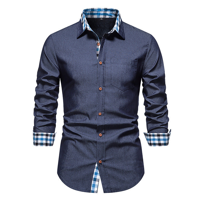 Men's Casual Button Down Shirts Long Sleeve Regular Denim Work Shirt