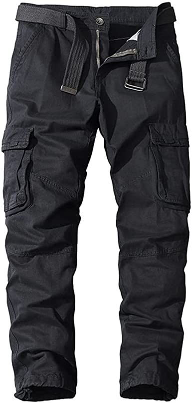 Men's Casual Pants Loose Straight Multi Pocket Outdoor Work Cotton Trousers