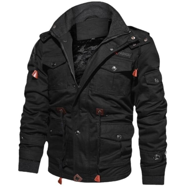 Men Stand Collar Zipper Fleece Jacket Outwear