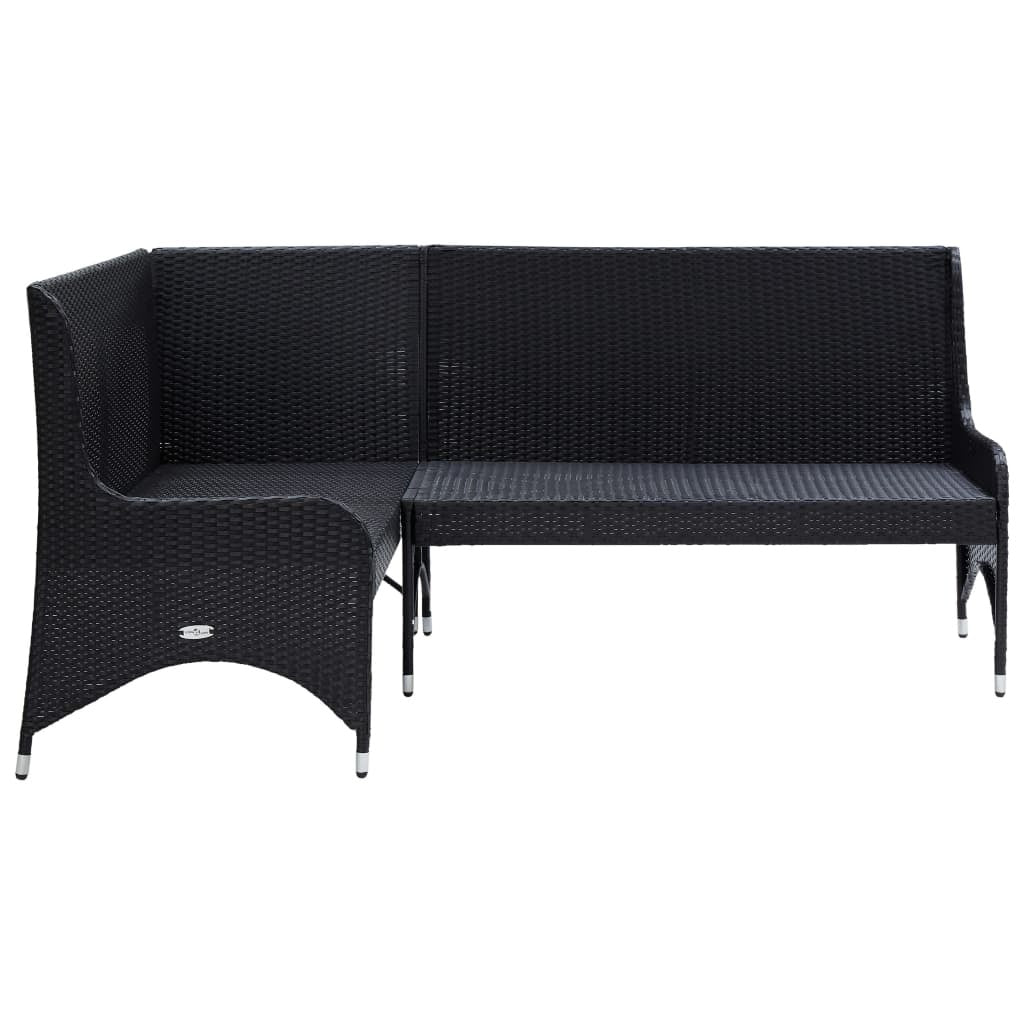 Patio Corner Sofas 2 pcs Poly Rattan Black