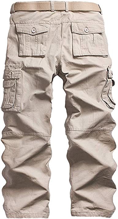 Men's Casual Cargo Trousers Work Autumn Slim-fit Work Pant with Pockets