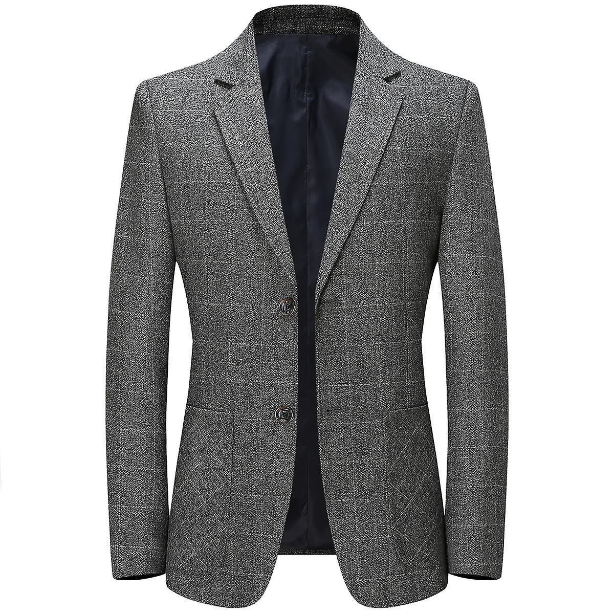 Men's Casual Notched Lapel Single-breasted Check Blazer