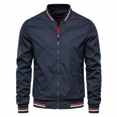 Aiopeson Solid Color Bomber Jacket Men Casual Slim Fit Baseball Mens