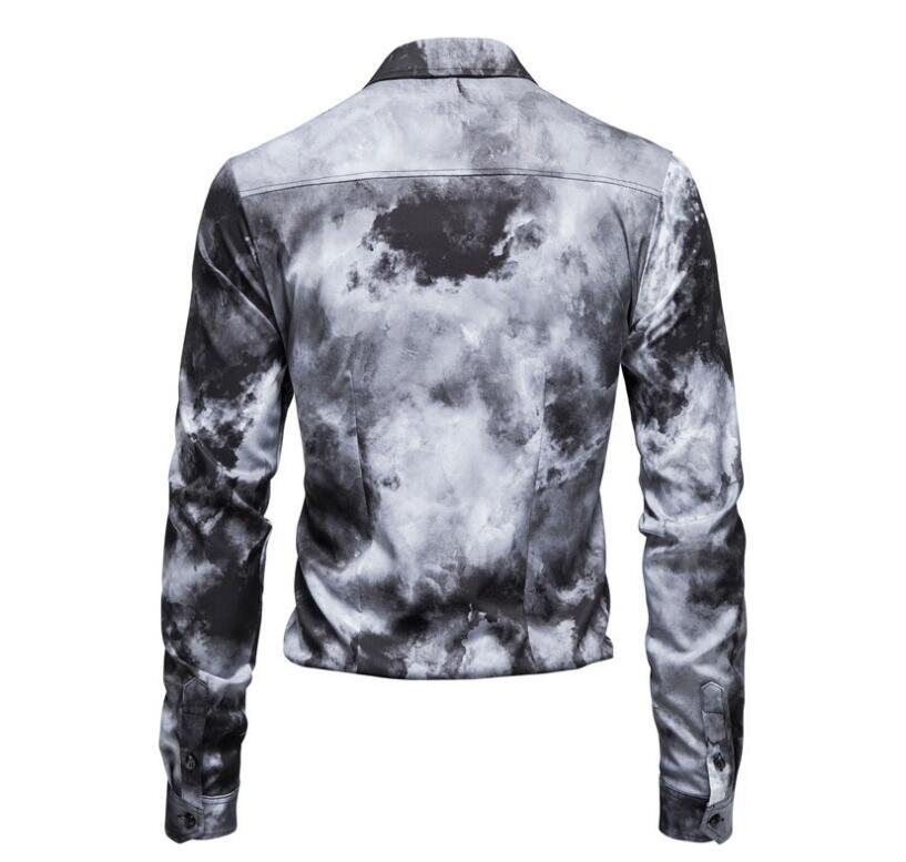 Men's Inkjet Printed Long Sleeve Button Down Shirt