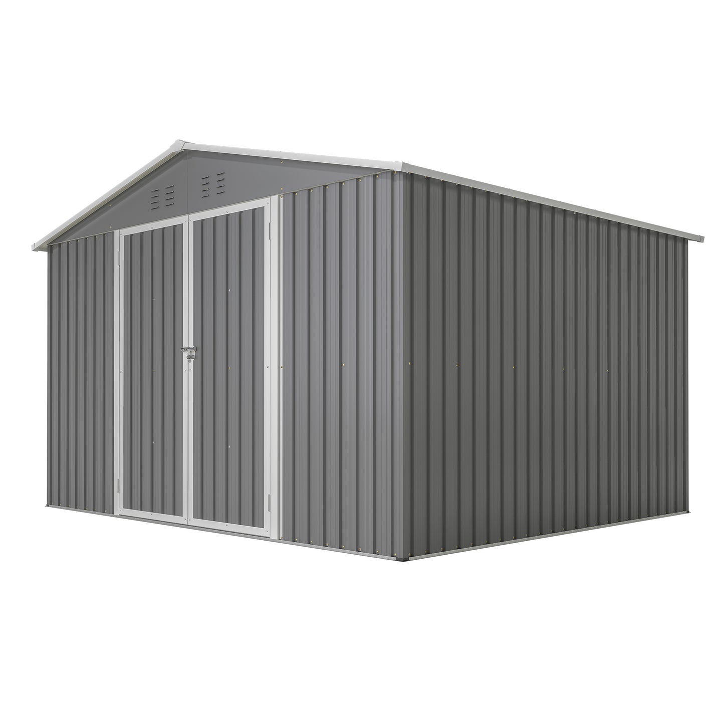 10X8 FT Outdoor Storage Shed, All Weather Metal Sheds withLockable Doors, Tool Shed for Garden, Patio, Backyard, Lawn, Grey