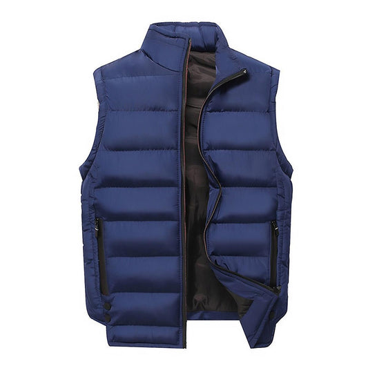 Men's Cotton Vest Stand Collar Warm Autumn&Winter Zipper Waistcoat