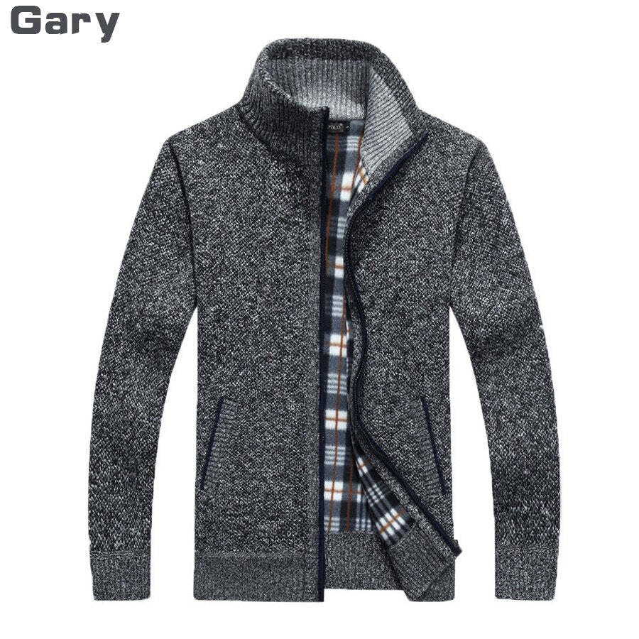 Winter Thick Men's Knitted Sweater Coat Off Long Sleeve Cardigan Fleece Male Causal Plus Size Clothing Men