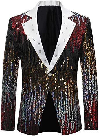 Men's Sequin Suits Tuxedo Jacket Party Show Punk Prom Stage Blazer Premium Dress Coat
