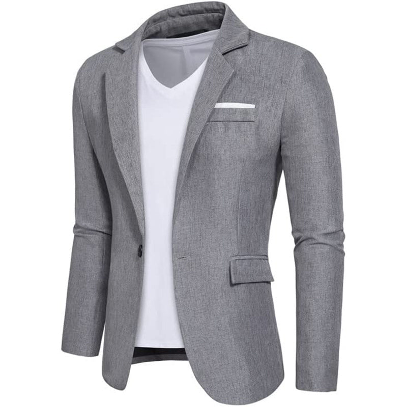 Mens Casual Blazers 1 Button Slim Fit Suit Jackets Lightweight Sport Coats