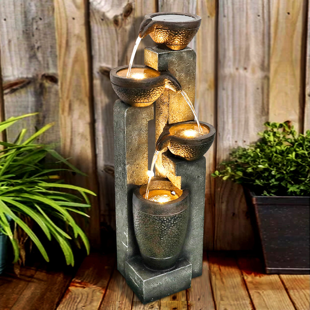 40inches Pots Outdoor Garden Water Fountain with Warm LED lights