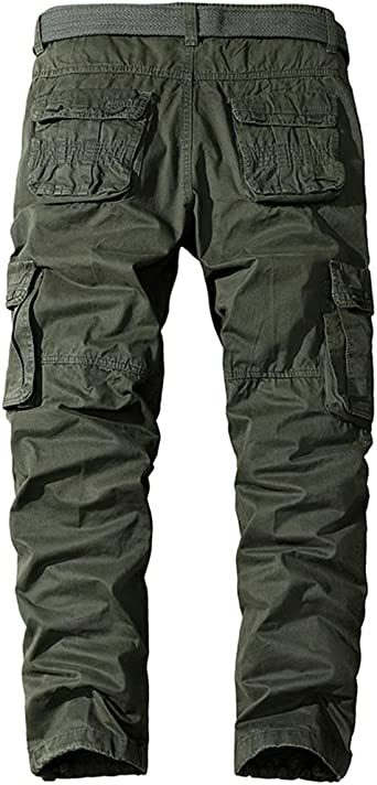 Men's Casual Pants Loose Straight Multi Pocket Outdoor Work Cotton Trousers