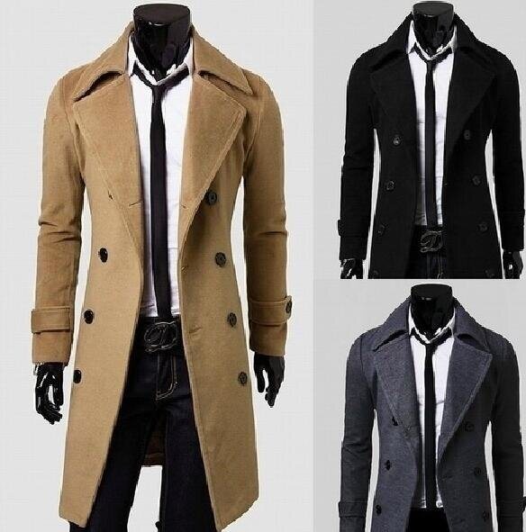 Wool Blend Trenchcoat Double Breasted Pea Coat