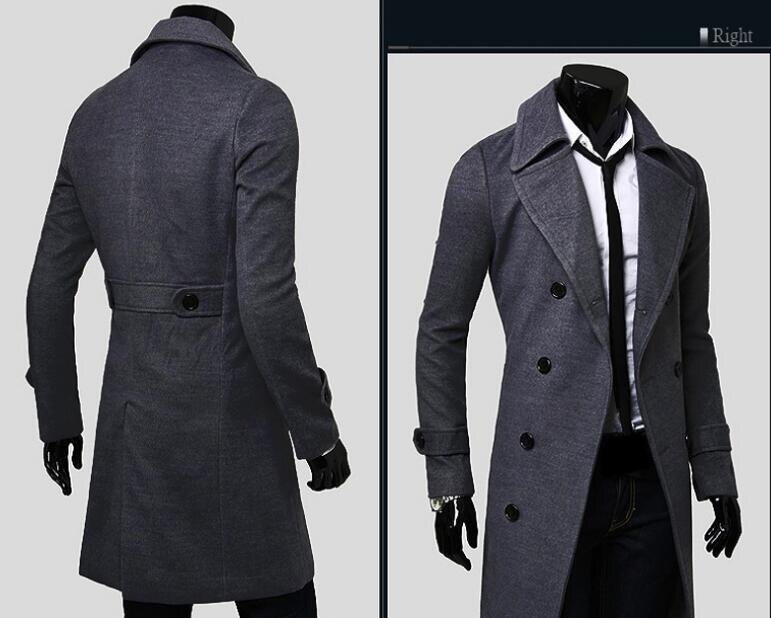 Wool Blend Trenchcoat Double Breasted Pea Coat