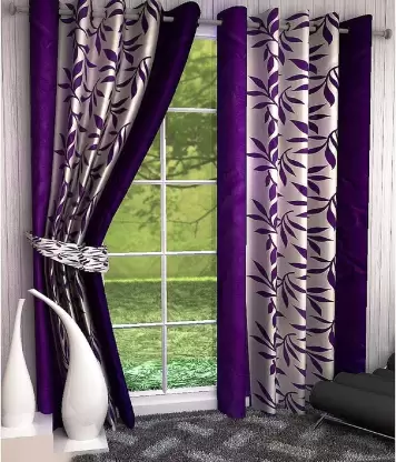 275 cm (9 ft) Polyester Semi Transparent Long Door Curtain (Pack Of 4)