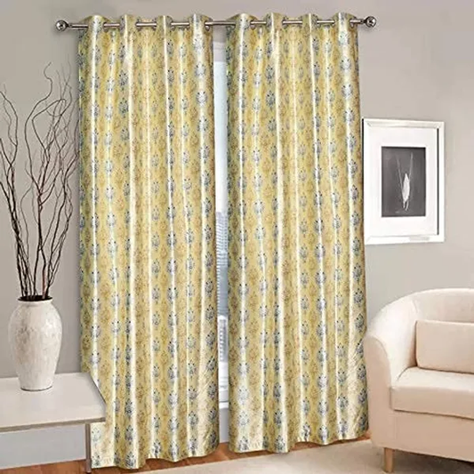 Damask Design Room Darkening Thick Curtain Panels For Home, Gold