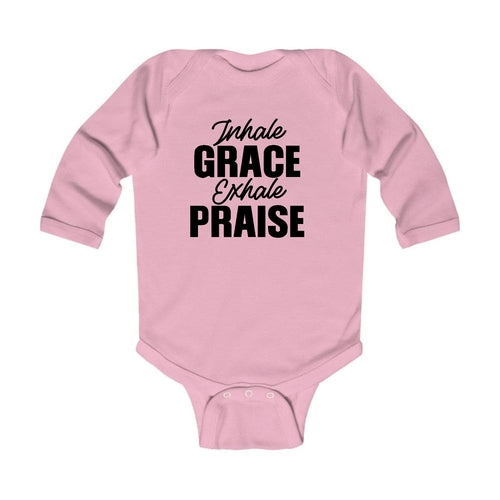 Infant Long Sleeve Graphic T-shirt Inhale Grace Exhale Praise Black