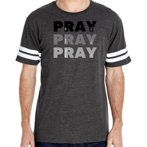 Mens Vintage Sport Graphic T-shirt Pray On It Over It Through It Print