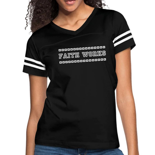 Womens Vintage Sport Graphic T-shirt, Faith Works