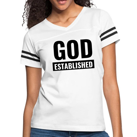 Womens Vintage Sport Graphic T-shirt, God Established