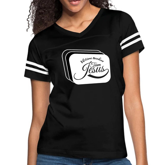 Womens Vintage Sport Graphic T-shirt, Lifetime Member Team Jesus