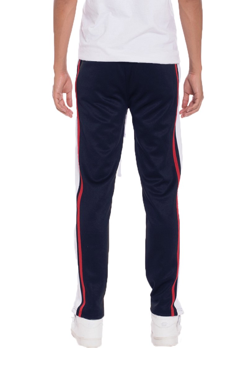 TRICOT STRIPED TRACK PANTS- NAVY