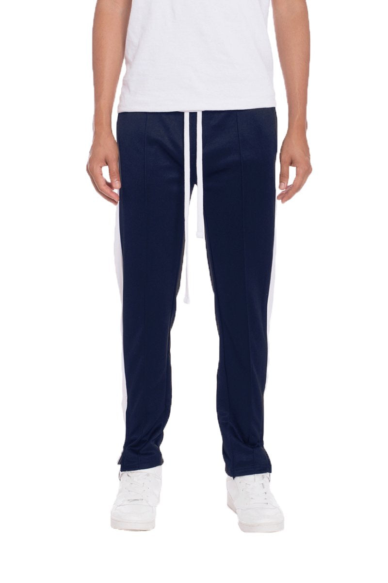 TRICOT STRIPED TRACK PANTS- NAVY