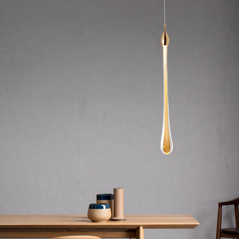 Nordic LED Luxury Crystal Chandeliers Water Drop Lamps Bedroom Bedside