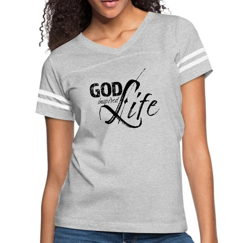 Womens Vintage Sport Graphic T-shirt, God Inspired Life Black