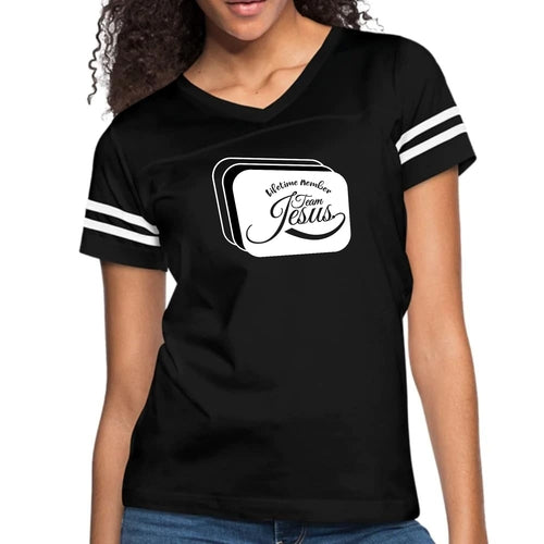 Womens Vintage Sport Graphic T-shirt, Lifetime Member Team Jesus