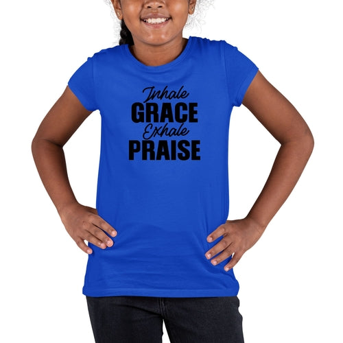 Youth Short Sleeve Graphic T-shirt Inhale Grace Exhale Praise Black