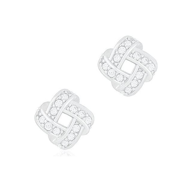 ORROUS & CO Legacy Collection 18K White Gold Plated Cubic Zirconia Twisted Love Knot Stud Earrings