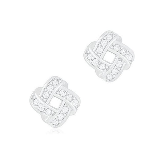ORROUS & CO Legacy Collection 18K White Gold Plated Cubic Zirconia Twisted Love Knot Stud Earrings