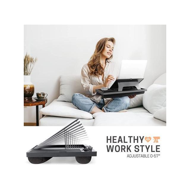 Laptop Lap Desk, Large Lap Desk With Cushion, Angle Adjustable, Lap Desk For Laptop W/Mouse Pad & Cellphone Slot, Laptop Stand For Bed & Couch, Laptop Riser For Home & Office